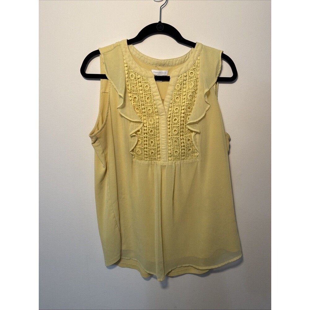 Charter Club Yellow Sleeveless Blouse - Large